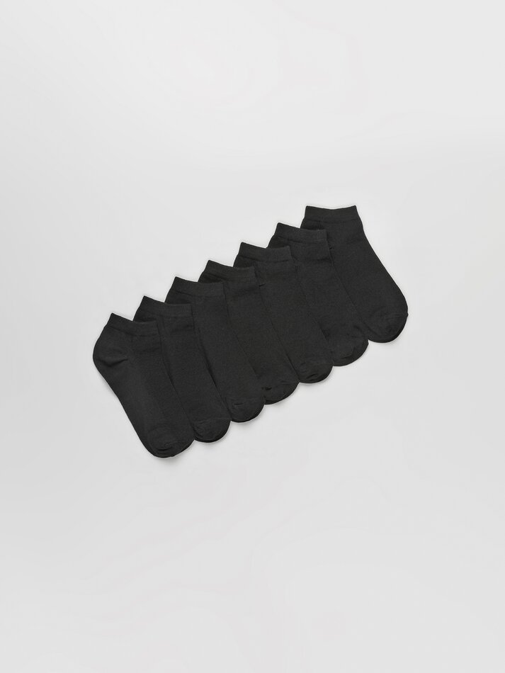 Pacote com 7 pares de meias curtas básicas - Pretas