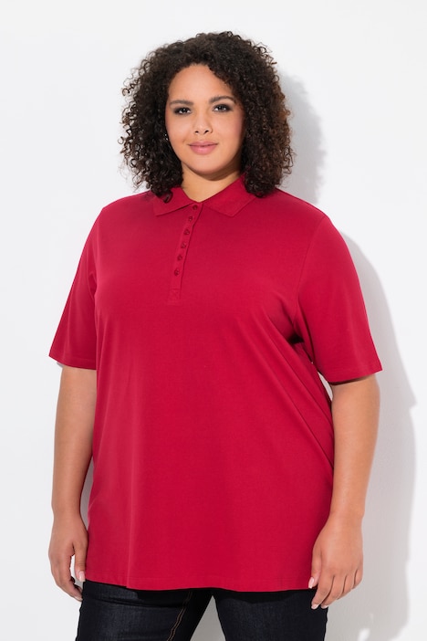 Poloshirt, Piqué, Polokragen, Samt-Knopfleiste, Halbarm