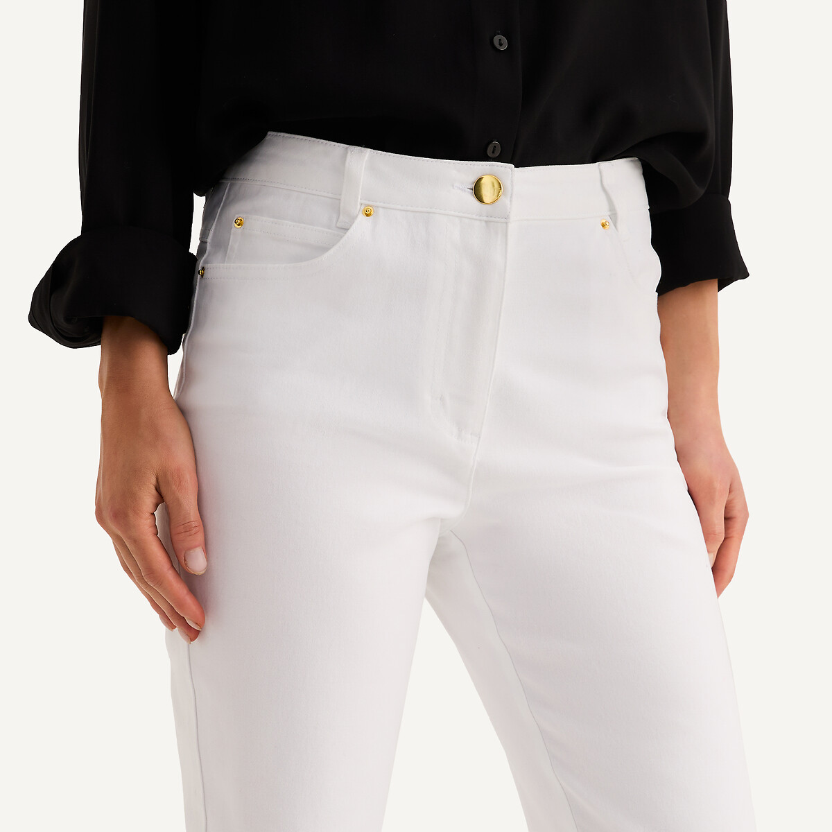 ANNE WEYBURN<br>Broek direito de 5 bolsos, em katoen elástico