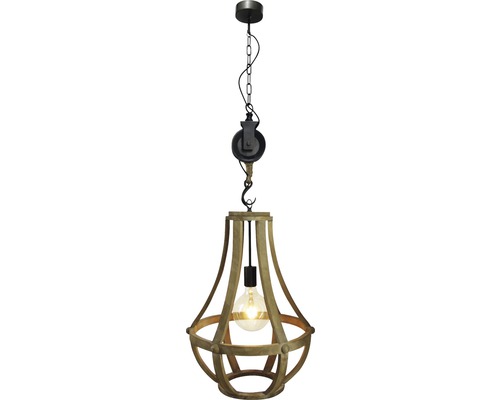 Hanglamp, 1-lichts, Ø 43 cm, zwart/bruin