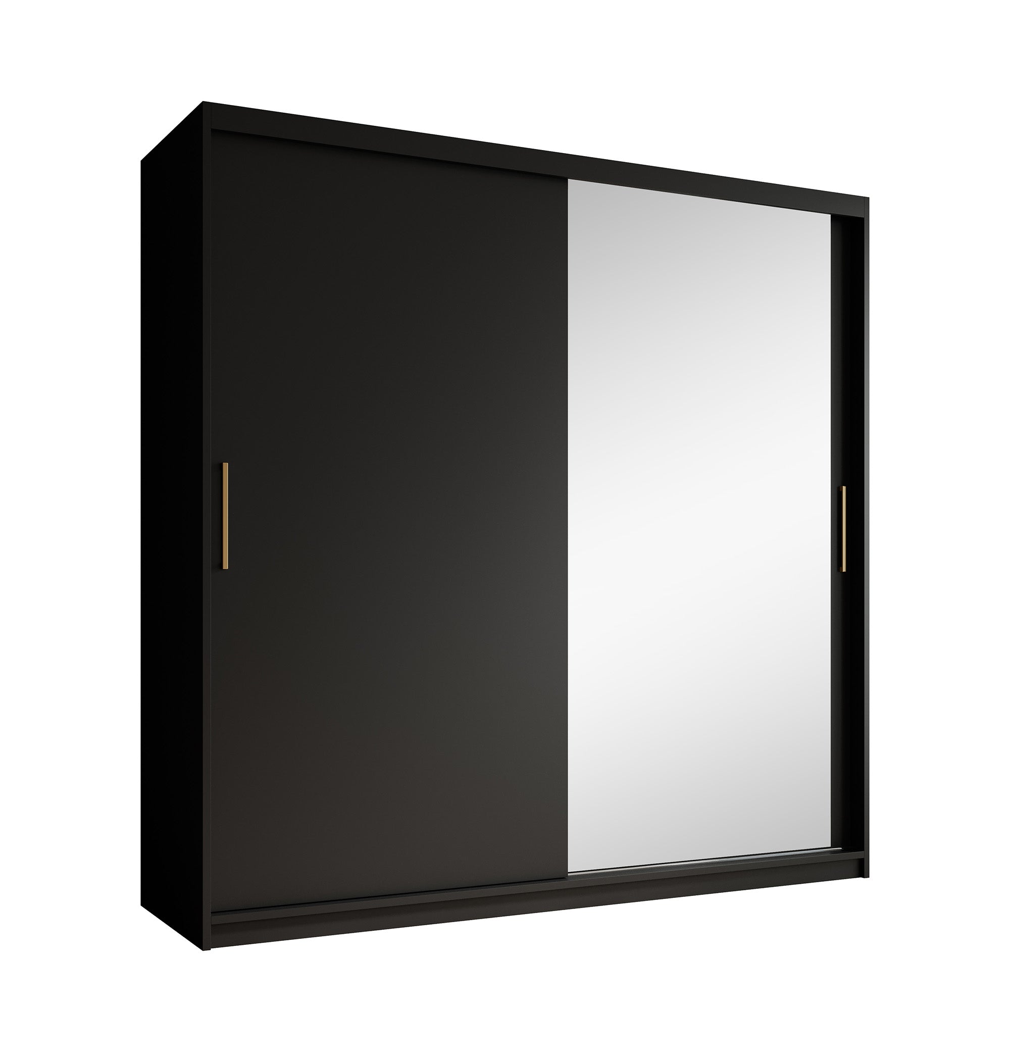 Mandalin - Kledingkast met spiegel - Zwart - 200x62x200 cm