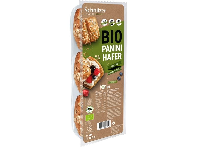 Schnitzer Brot Bio Panini Hafer 180 g Glutenfreie Haferbrötchen mit 27% Vollkornhafer