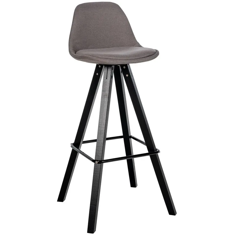 CLP Barkruk Corbin zwart Frame - Stof - taupe