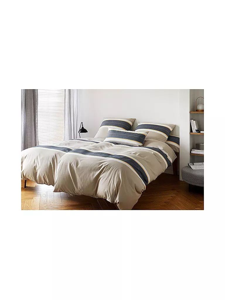 ELEGANTE Flanell Bettwäsche WHITMAN 70x90cm/140x200cm Beige Beige/Grau beige
