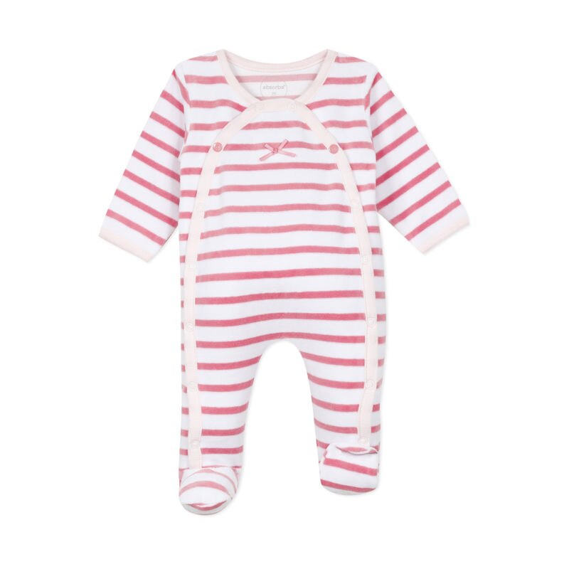 Dors-bien bébé velours rayé rose naissance Absorba Aucune nuance