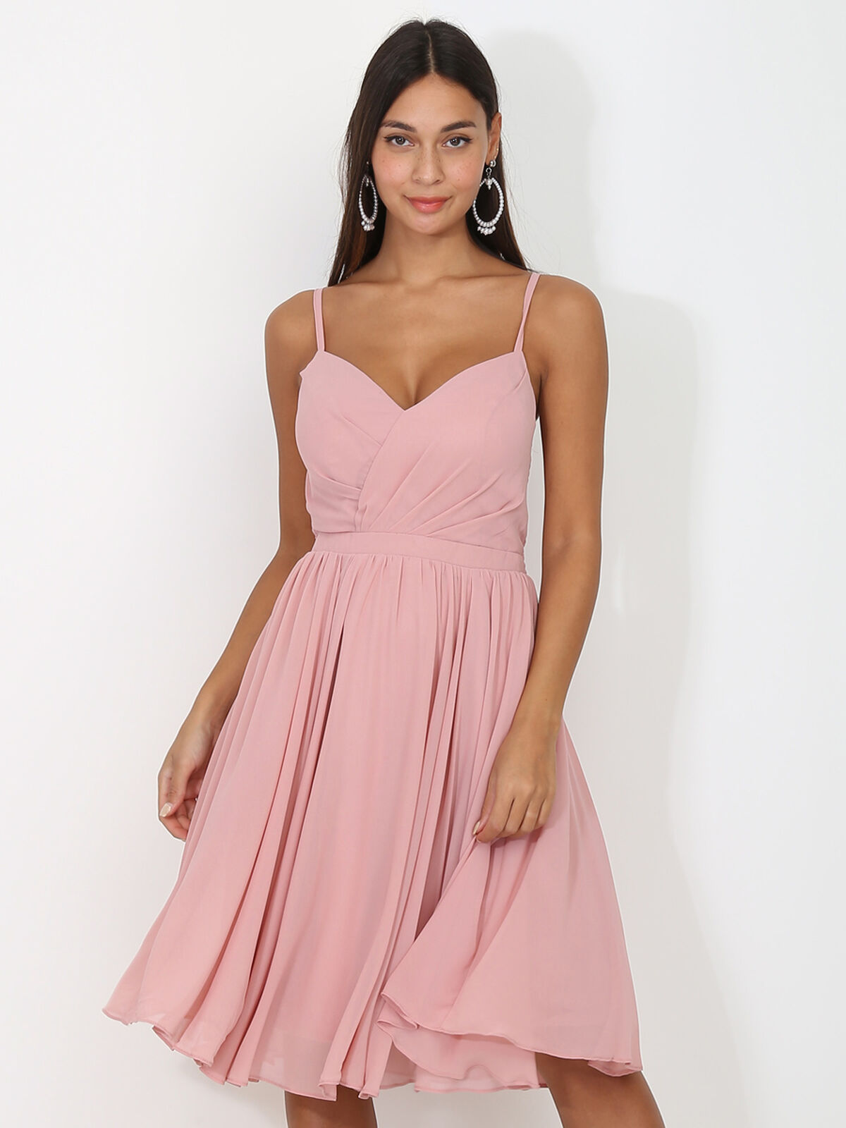 Robe patineuse drapée- Vieux rose