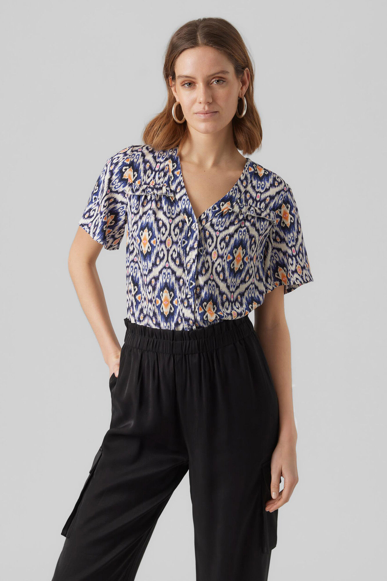 Blusa de manga curta - Azul marinho