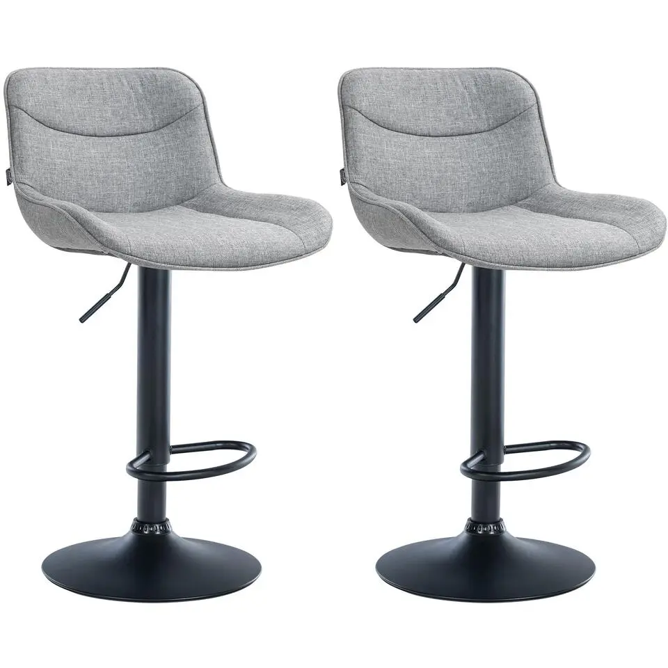 CLP Set van 2 Barkruk Vonore zwart Frame - Stof - grijs