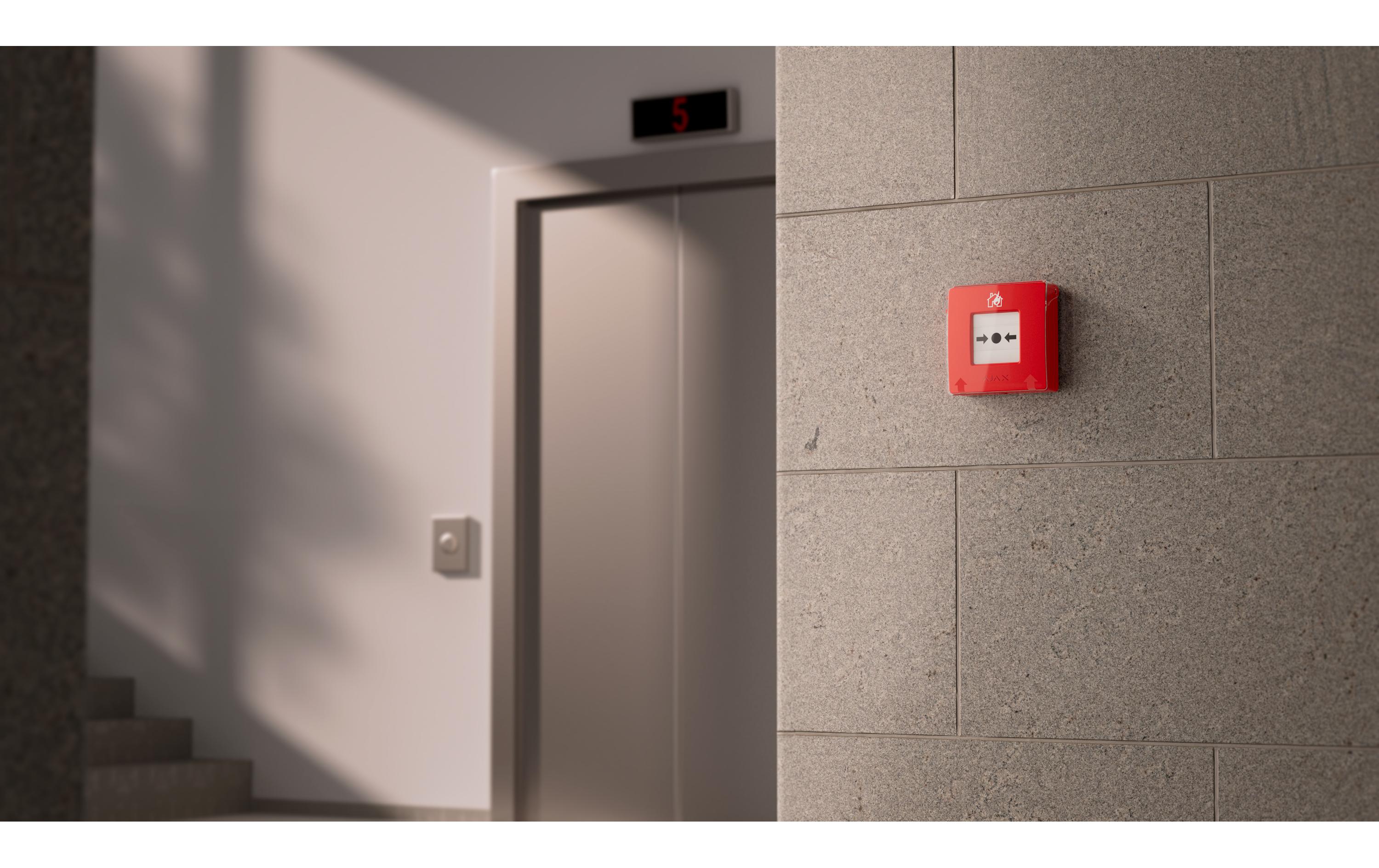 Funk-Taster ManualCallPoint (Red) Jeweller Rot<br>Funk-Druckknopfmelder mit rücksetzbarem Auslöseelement und programmierbaren Szenarien