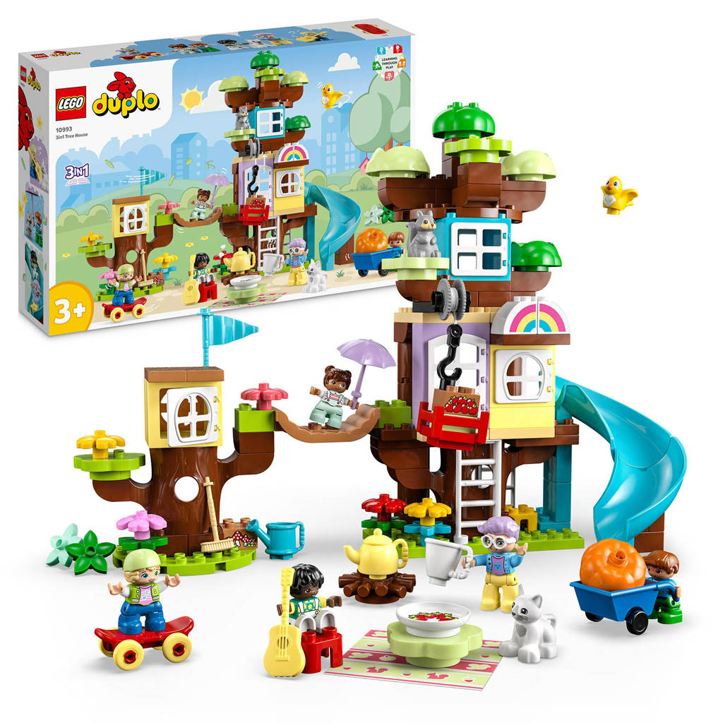 3-in-1 Boomhut Peuterspeelgoed Stenen Set met Dieren Figuren 10993