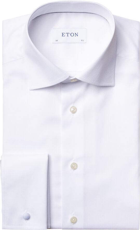 ETON Slim Fit White Signature Twill Shirt - French Cuff Hvid