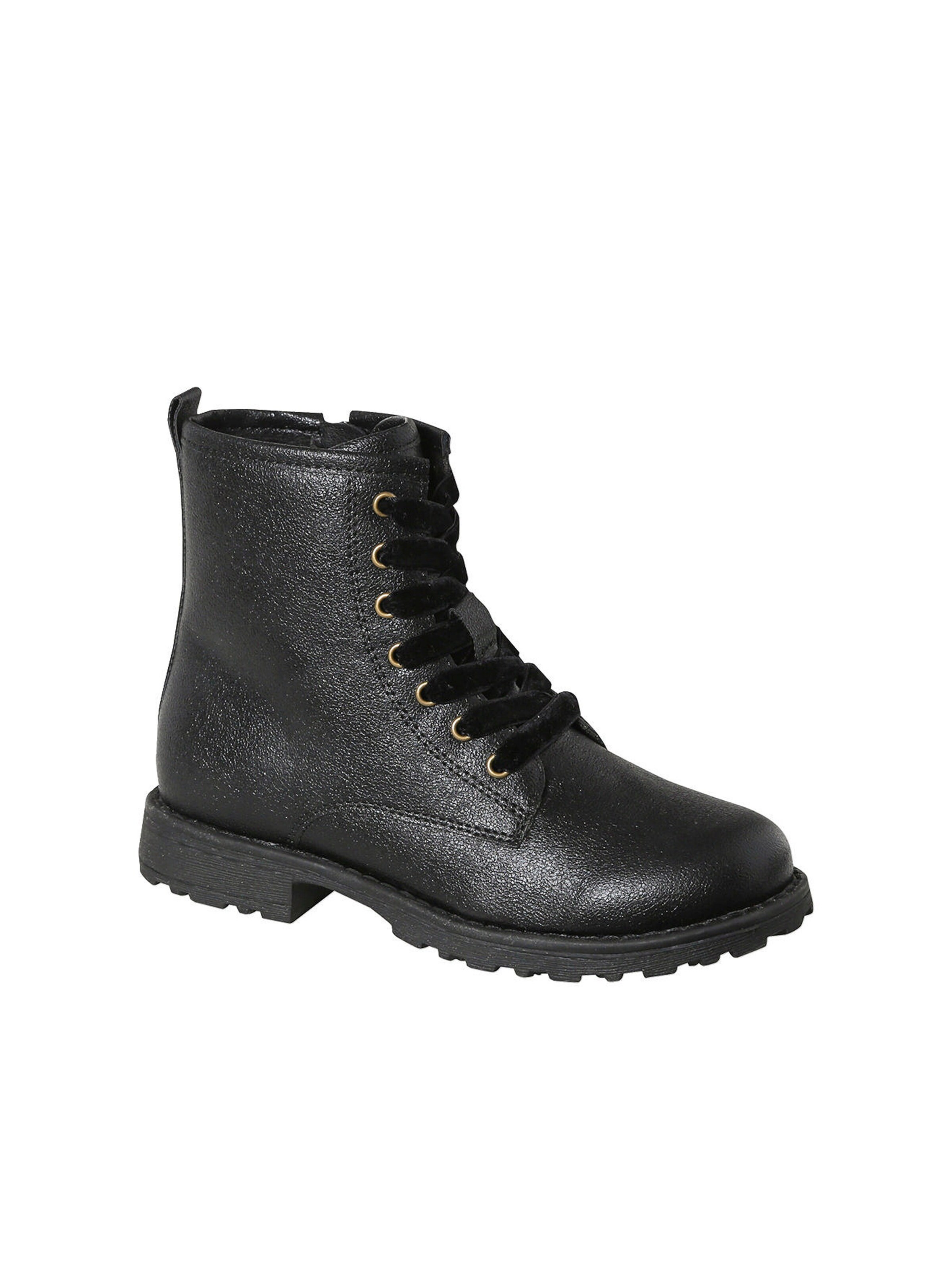Vertbaudet Mädchen Lack-Boots mit Schnürung und Reißverschluss set schwarz