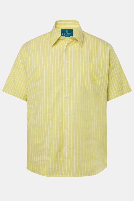 Boston Park Leinenmix-Hemd, Halbarm, Streifen, Kentkragen, Comfort Fit, bis 8 XL