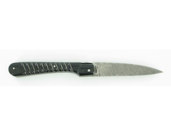 Vendetta Damas Corde Corne Noire Tresse Argent Couteau de Poche - Vendetta par Fontenille Pataud