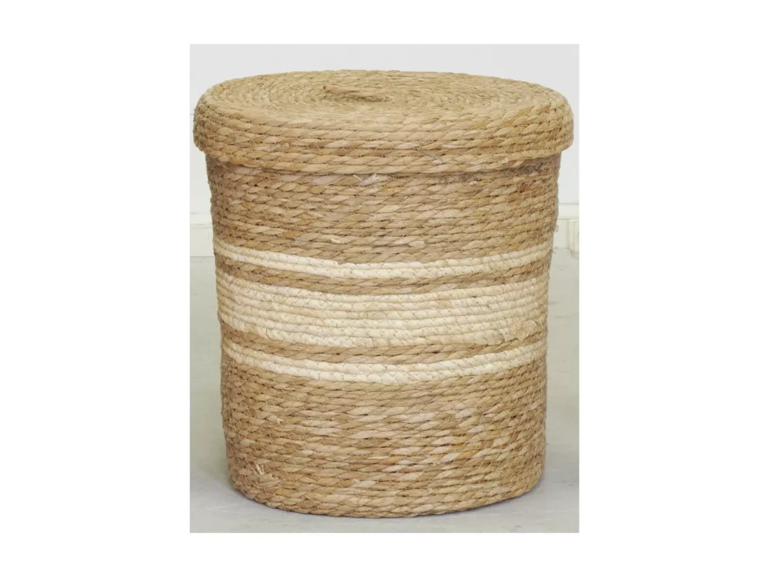 Boîtes de rangement en maïs naturel et blanc (lot de 3)
