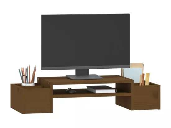 Support de moniteur Marron miel 70x27,5x15cm Bois de pin solide
