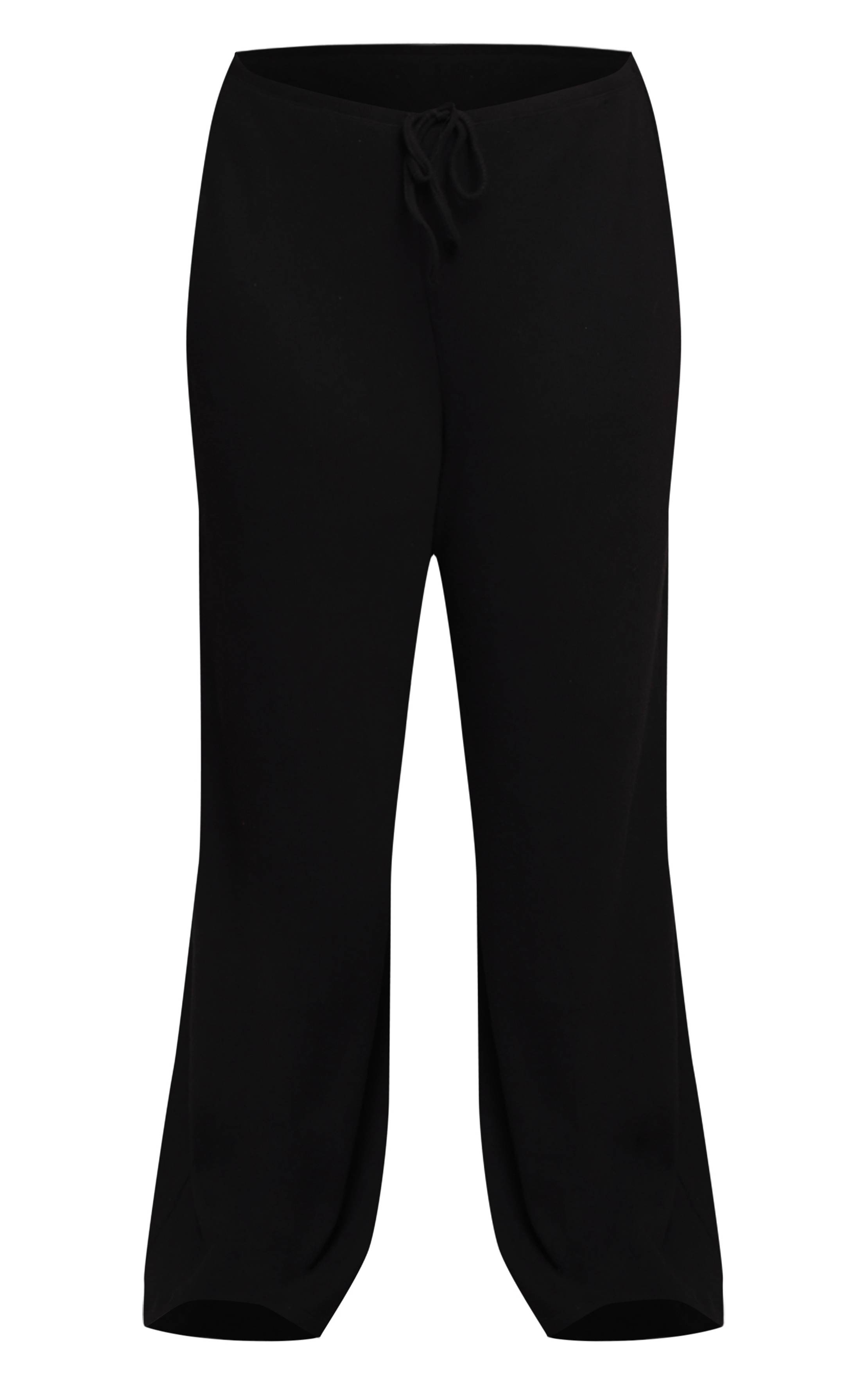 Noir Pantalon Large Taille Basse Côtelé Doux Grande Taille Ensemble Coordonné