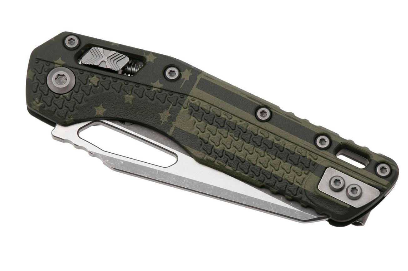 Microtech MSI Standard Issue 210T-10APPMODFLAG, Apocalyptic Stonewashed M390MK, OD-Green Polymer Flag zakmes