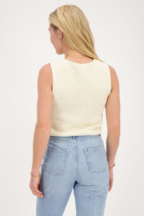 Beige gebreide tank top