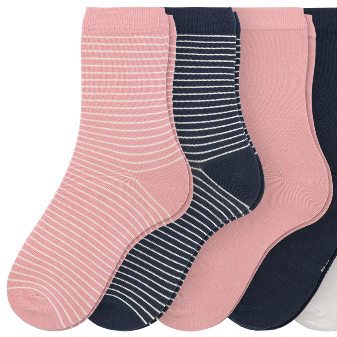 Topolino 5 Paar Mädchen Socken mit Bio-Baumwolle rosa / dunkelblau / weiss
