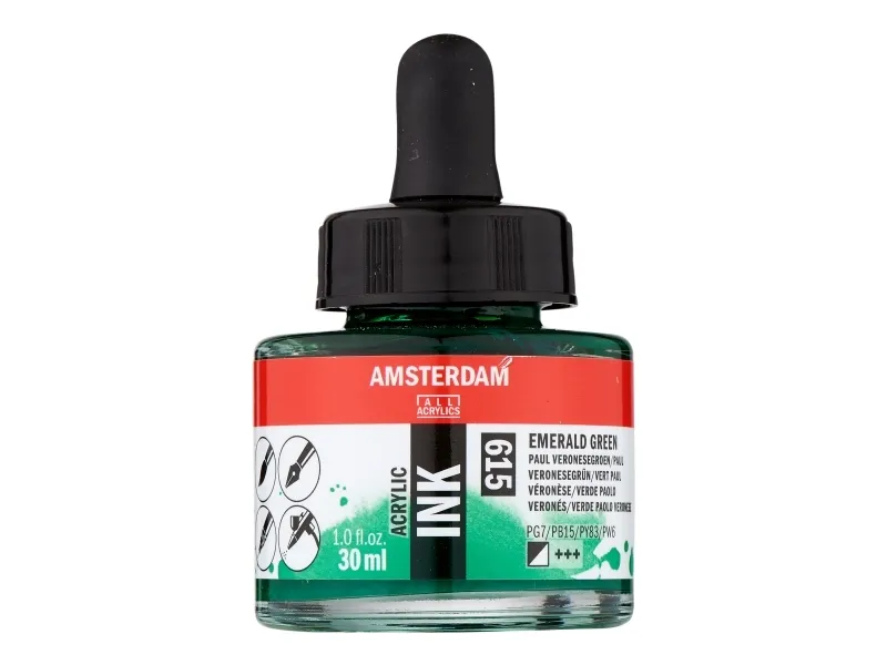 Amsterdam Acrylic Ink Bottle Emerald Green 615