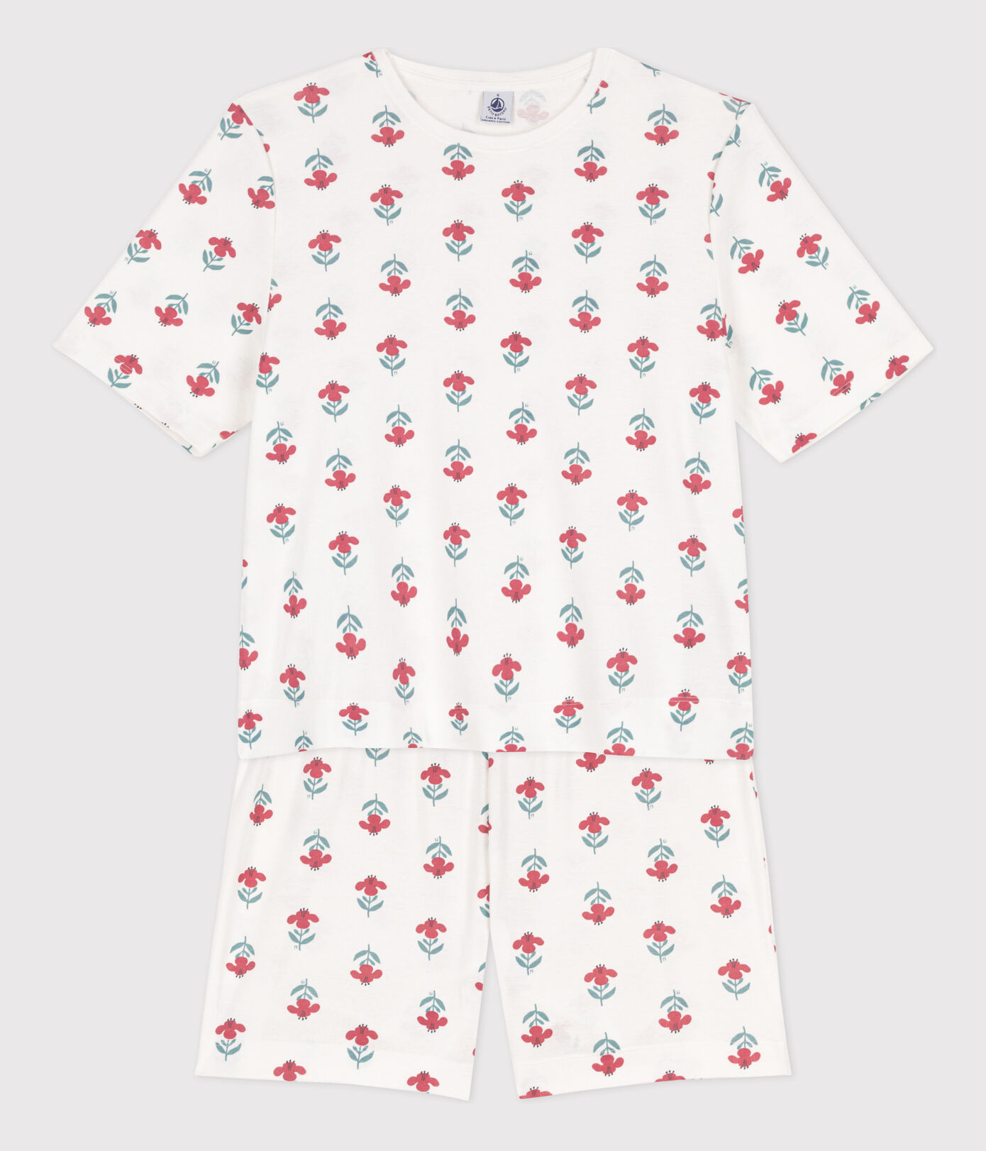 Pyjacourt fleurs en coton femme