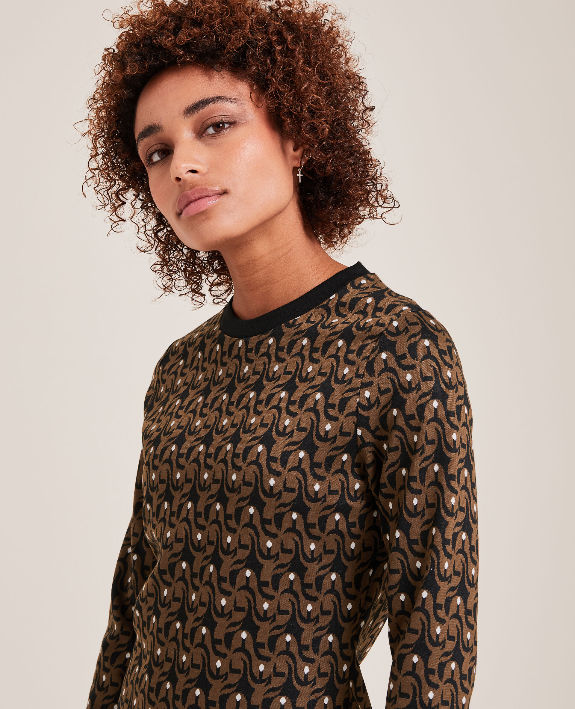 Robe courte en maille - Marron