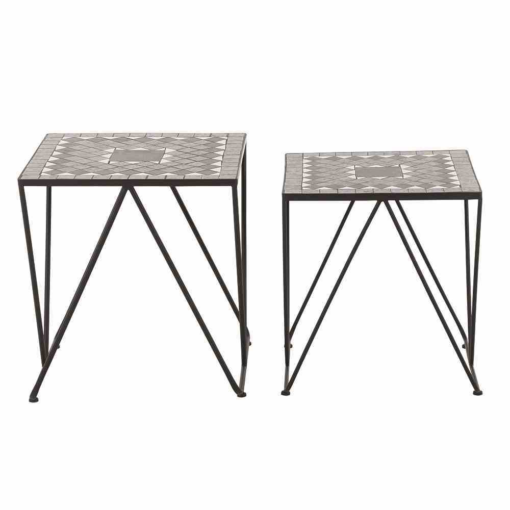 2-teiliges Tischset COMO - matt schwarz - Mosaikoptik