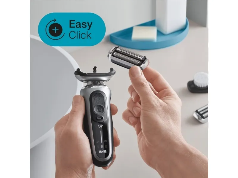Braun Series 7 71-S1000s, Folie shaver, Sølv, AutoSense, 360° Adaptive system, Knapper, LED, Batteri