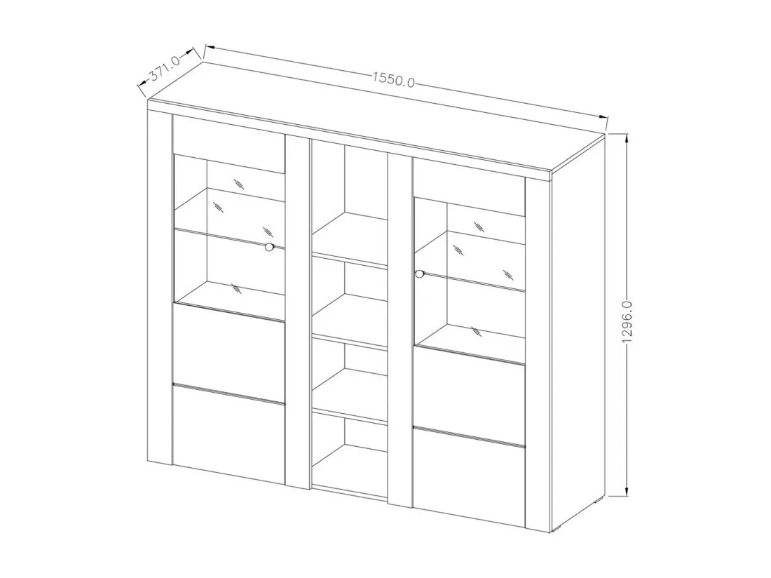 Vaisselier design 2 portes pour salon couleur chêne et noir effet bois. collection SANTIAGO.