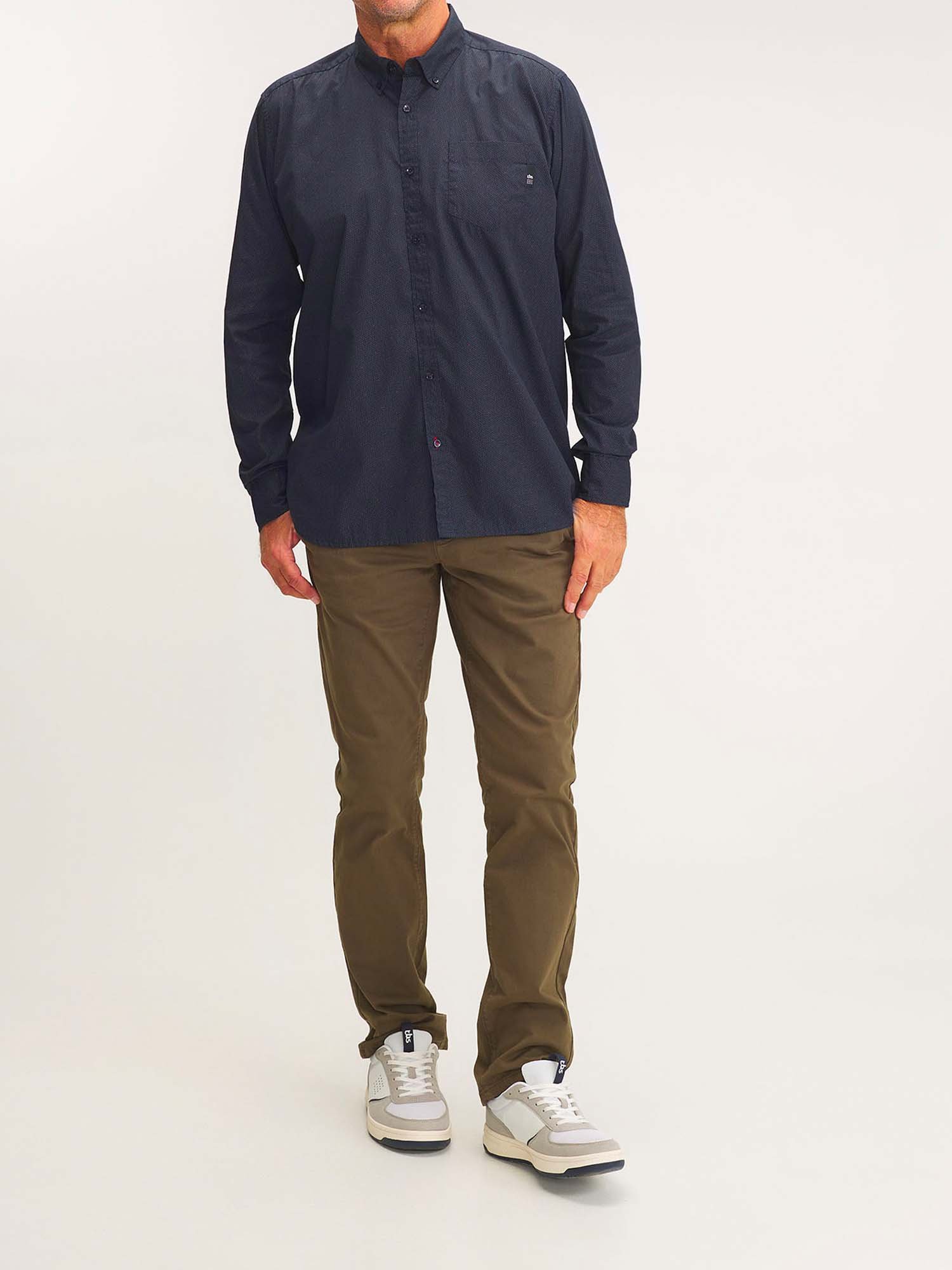 Chemise Homme Micro Motif Coton Noir