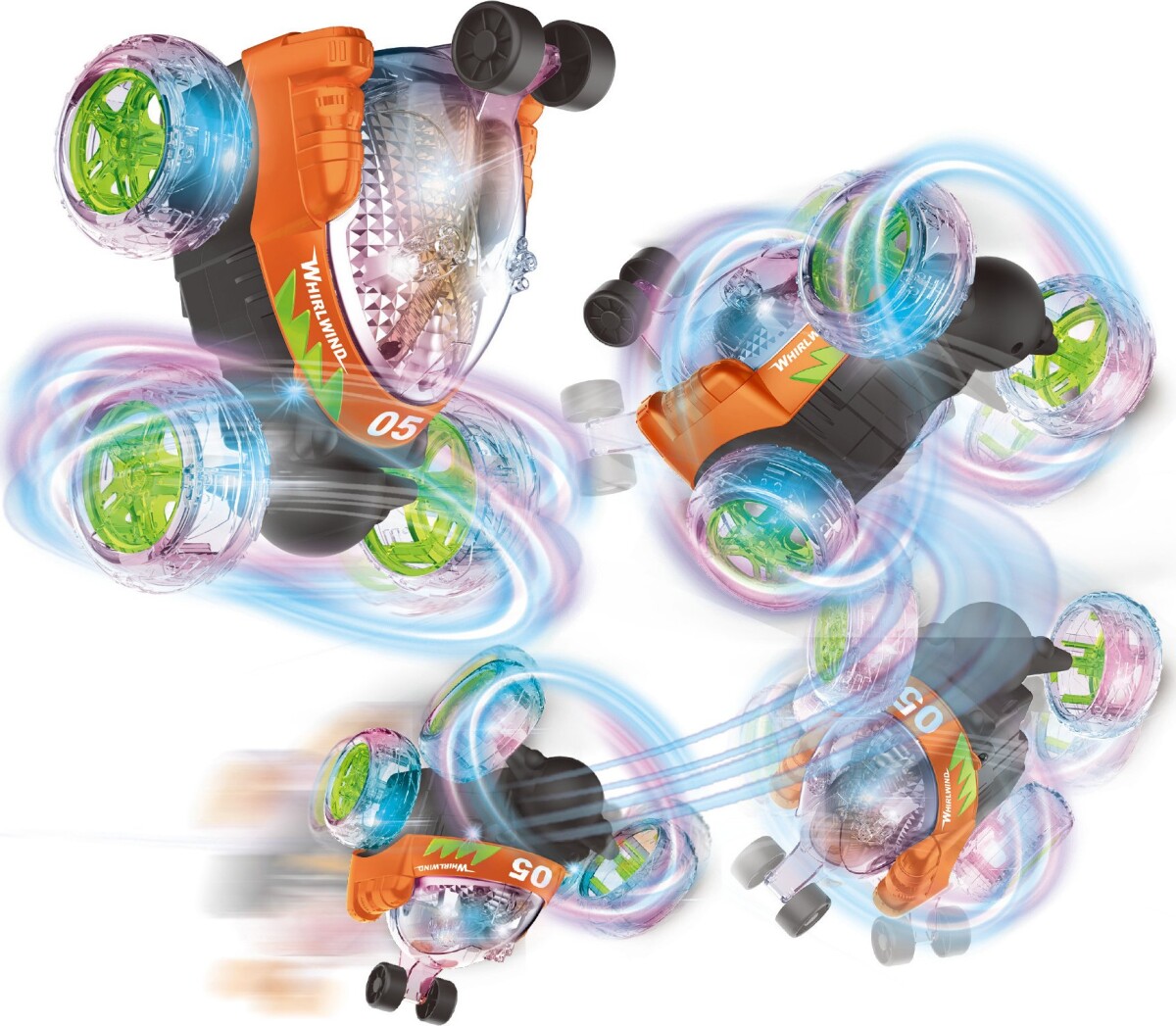 Crazy Tumbler Stunt Car - Fjernstyret Rc Bil Med Lys - Orange - Yinrun