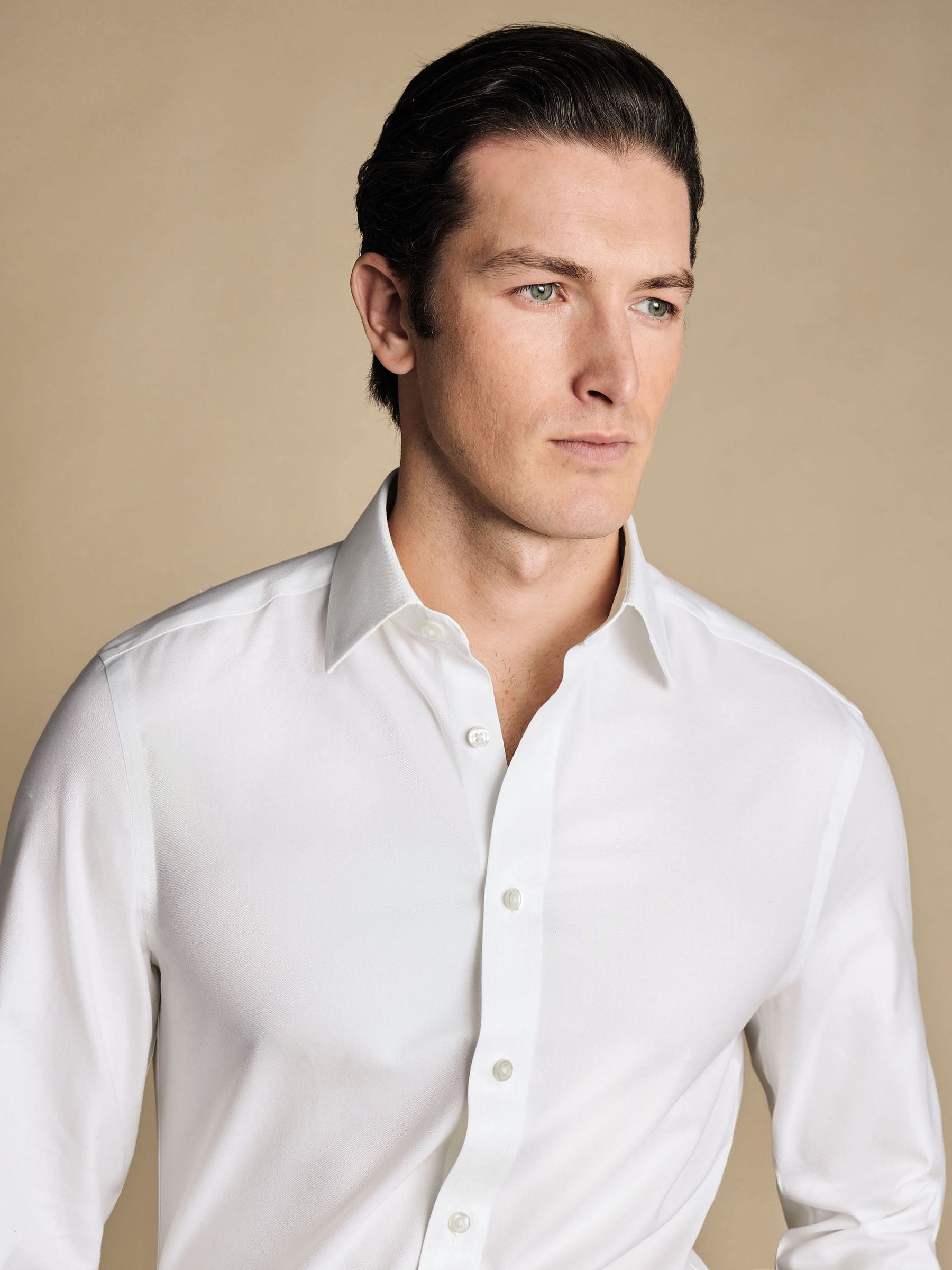 Wit - Charles Tyrwhitt Non-iron Twill Slim Fit 100% Cotton Shirt