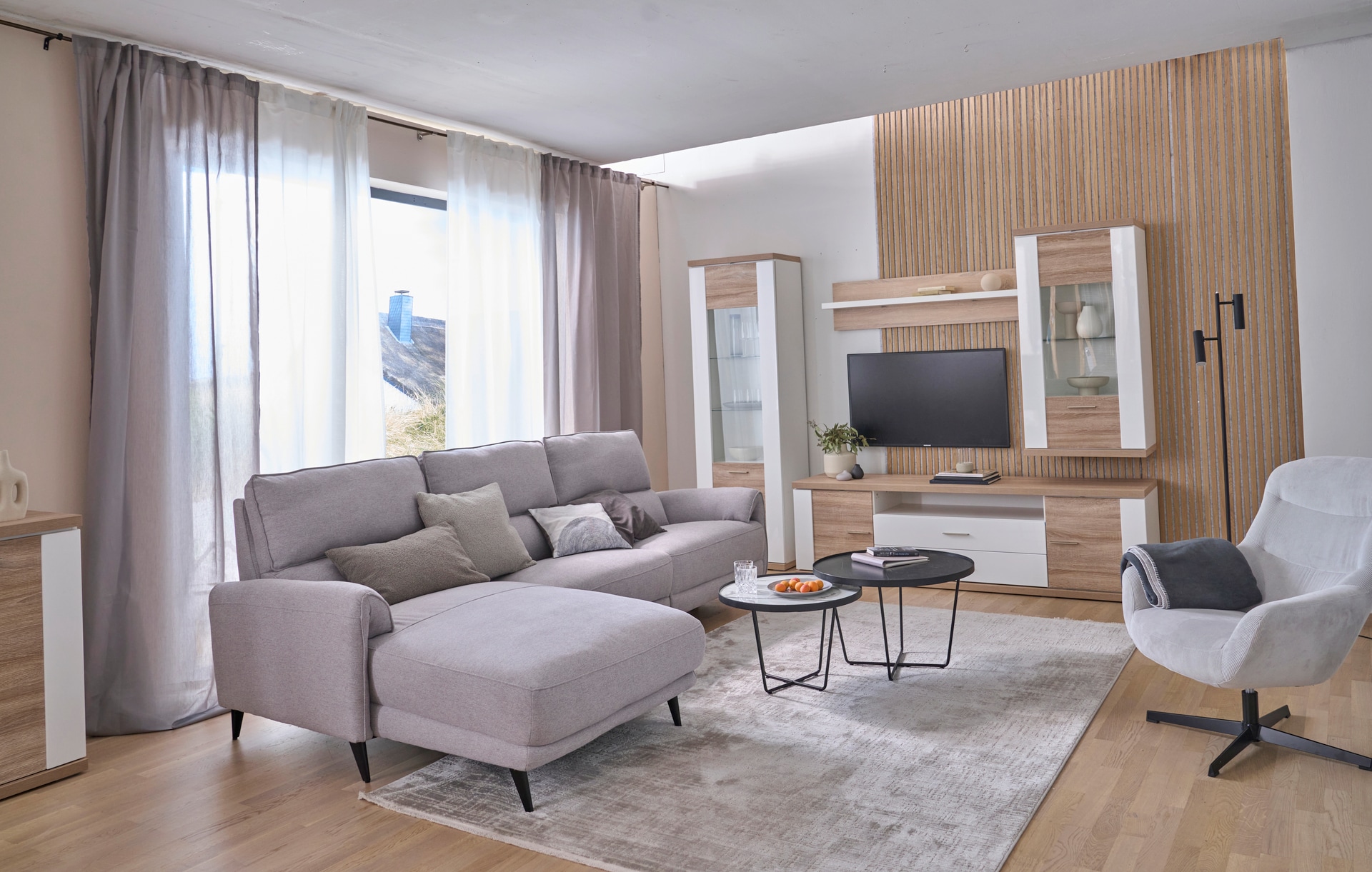 Ecksofa PEPE 160 x 279 cm hellgrau