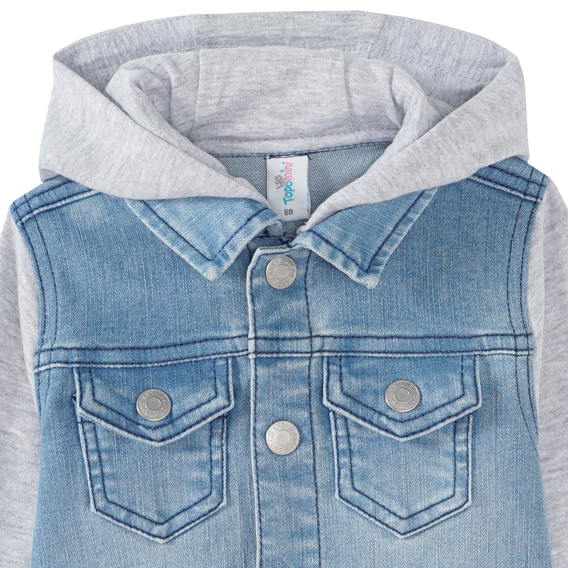 Topomini Baby Jeansjacke mit Sweat-Einsätzen blau / hellgrau