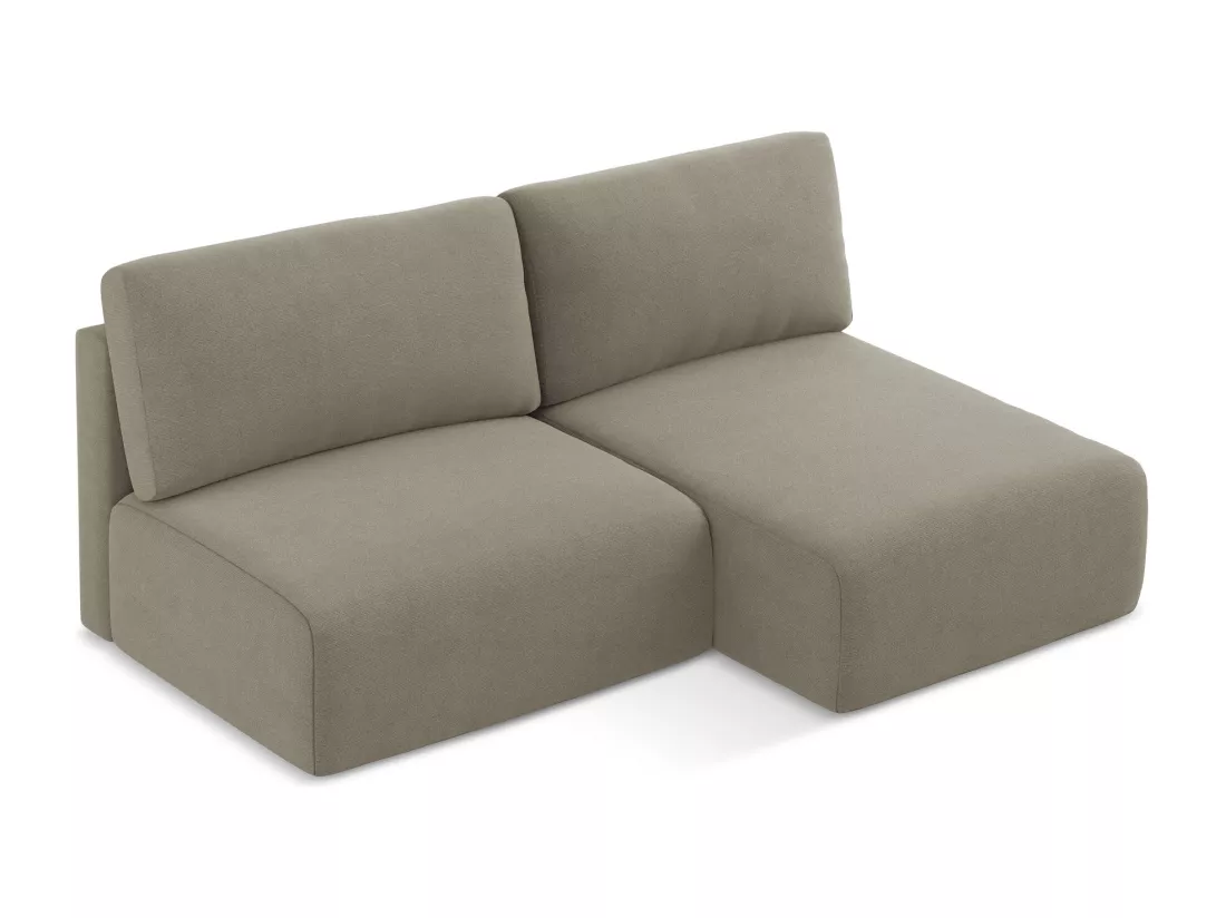 Canapé d’angle 3 places droit sans accoudoir convertible en Strukturstoff - beige foncé - KONA