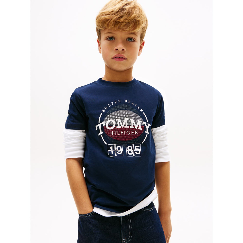 Køb Tommy Hilfiger Dark Night Navy Basketball Graphic T-Shirt
