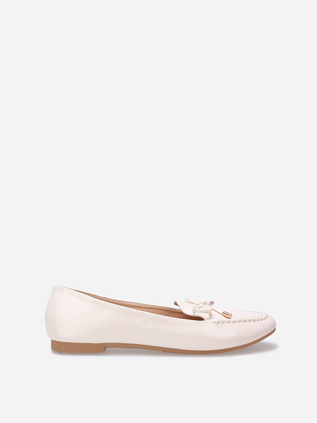 Mocassins slippers vernis à noeud- Beige