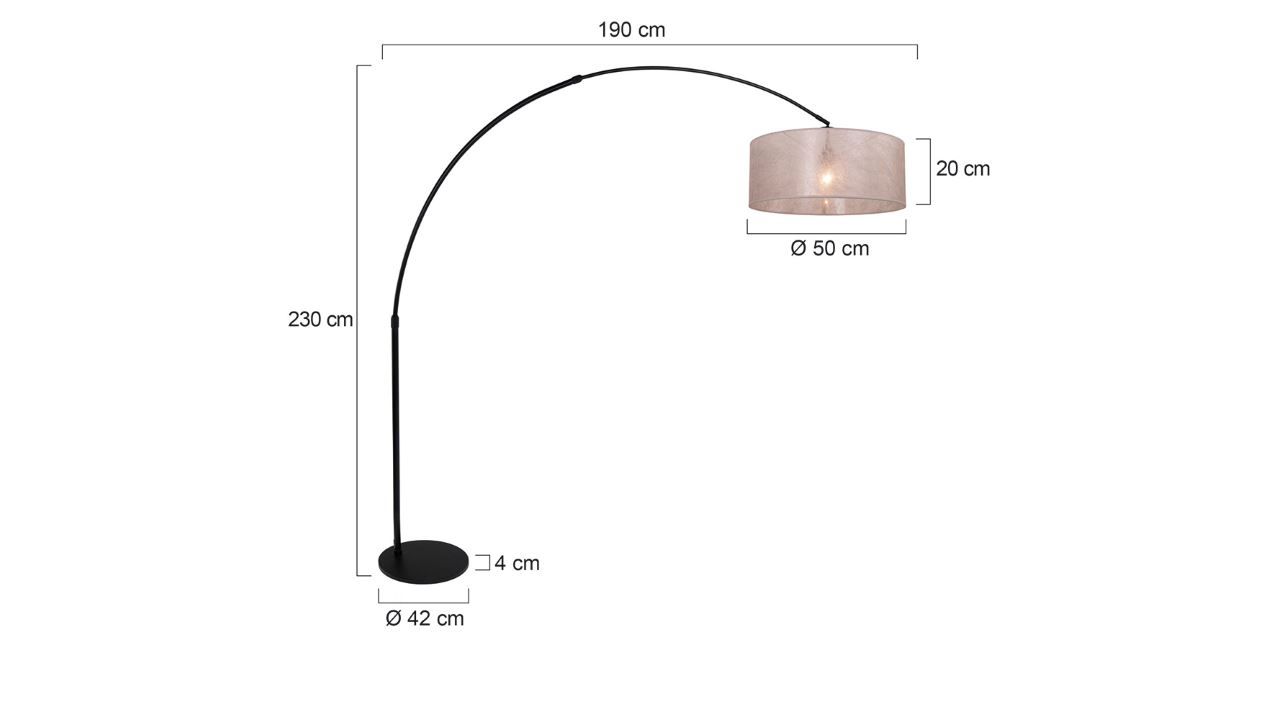 Booglamp 9833ZW Stresa B45 x D235 cm