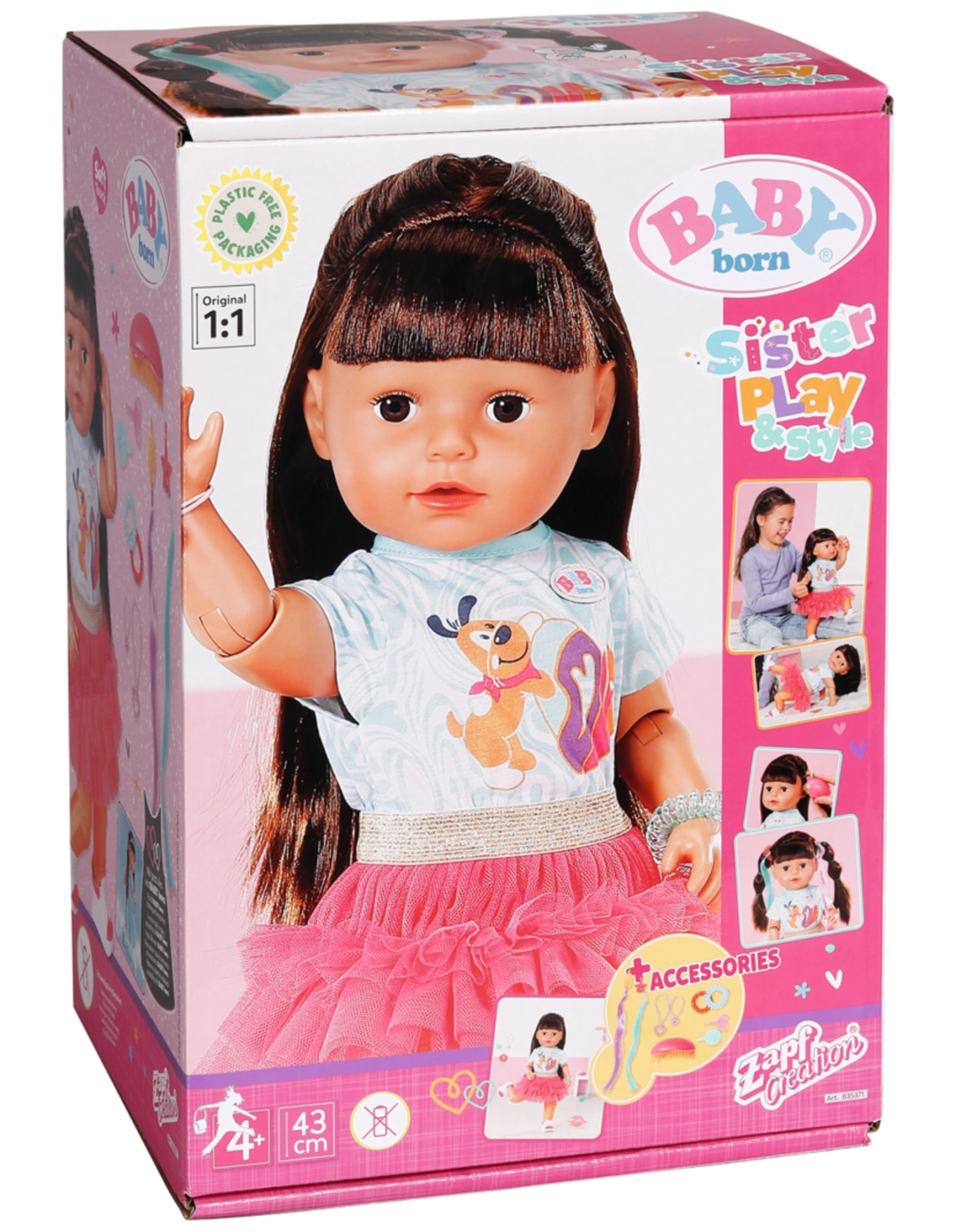 BABY born® Puppe SISTER PLAY & STYLE (43cm) in brunette