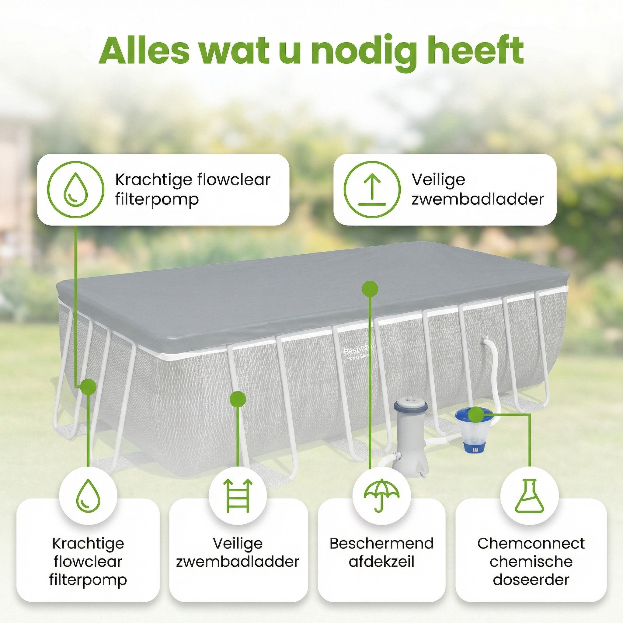 Bestway Power Steel 488x244x122cm Zwembad – 5-delig