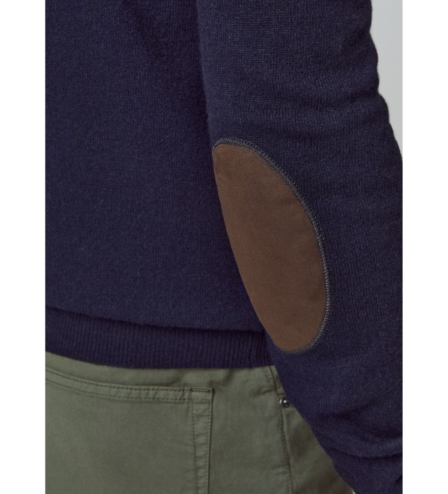 Hackett Jersey Merino Cash Mix Hzip azul marinho