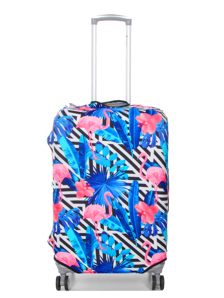 Housse de valise Periea Black & White Stripes with Flamingos M