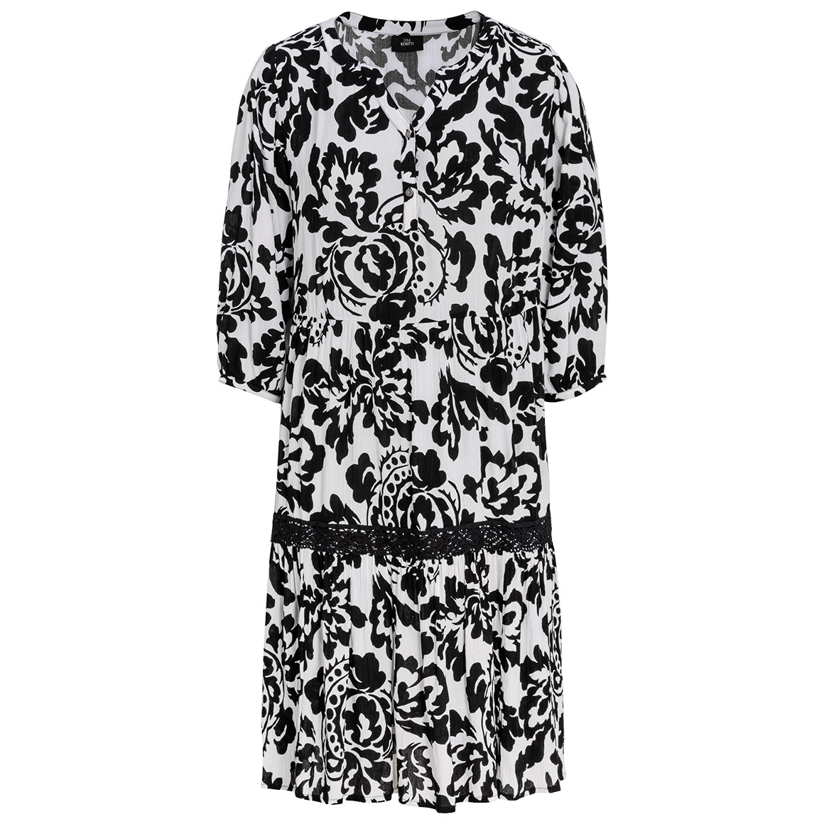 Damen Kleid mit Serafino-Ausschnitt schwarz / weiss