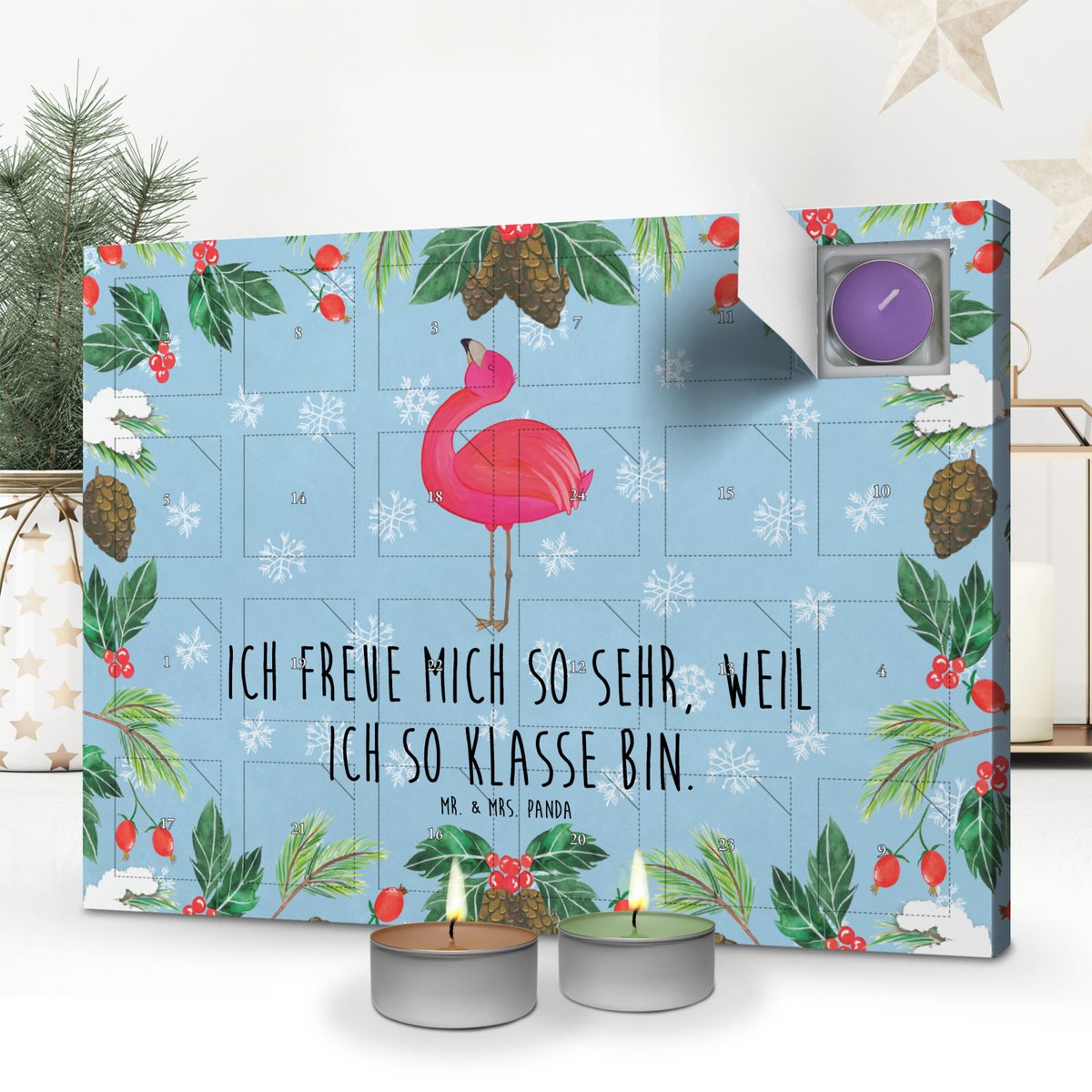 Mr. & Mrs. Panda Geurkaars Adventskalender Flamingo Pride - Pastelblauw