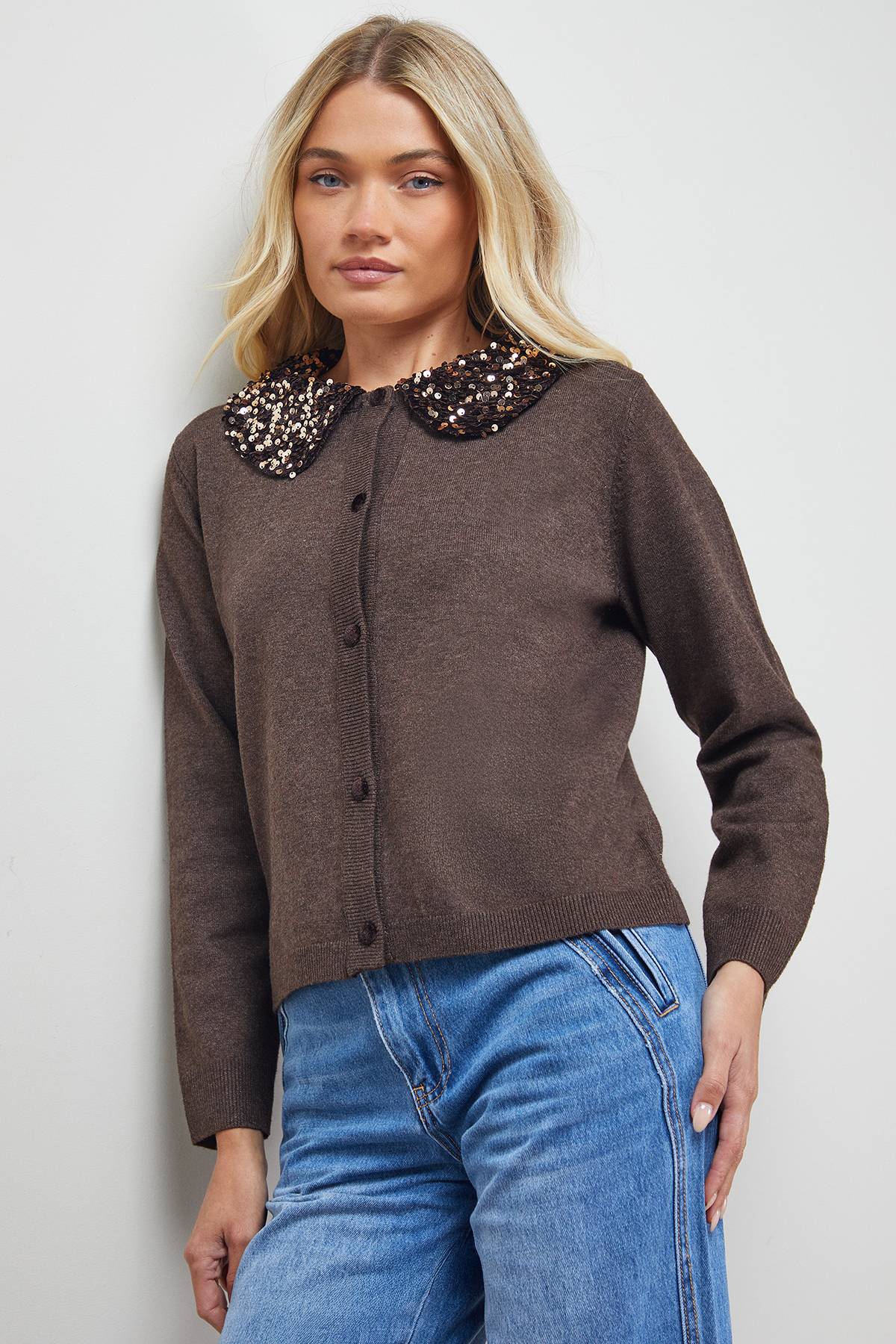 Oasis Cardigan à Col Pailleté