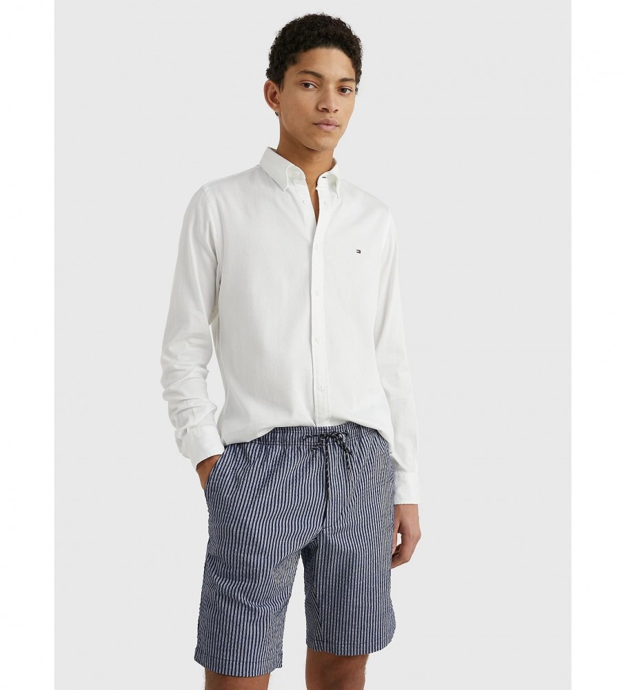 Camisa Tommy Hilfiger TH Flex em branco texturizado acinzentado