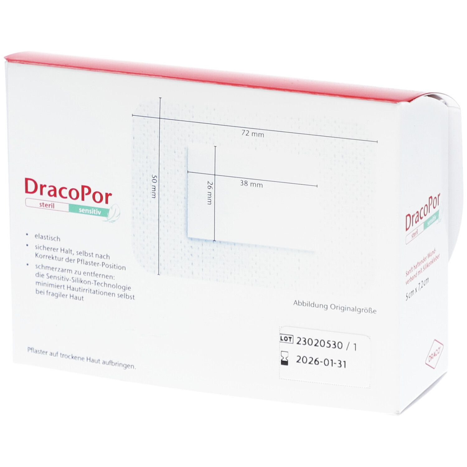 DracoPor sensitiv Wundverband 5 x 7,2 cm