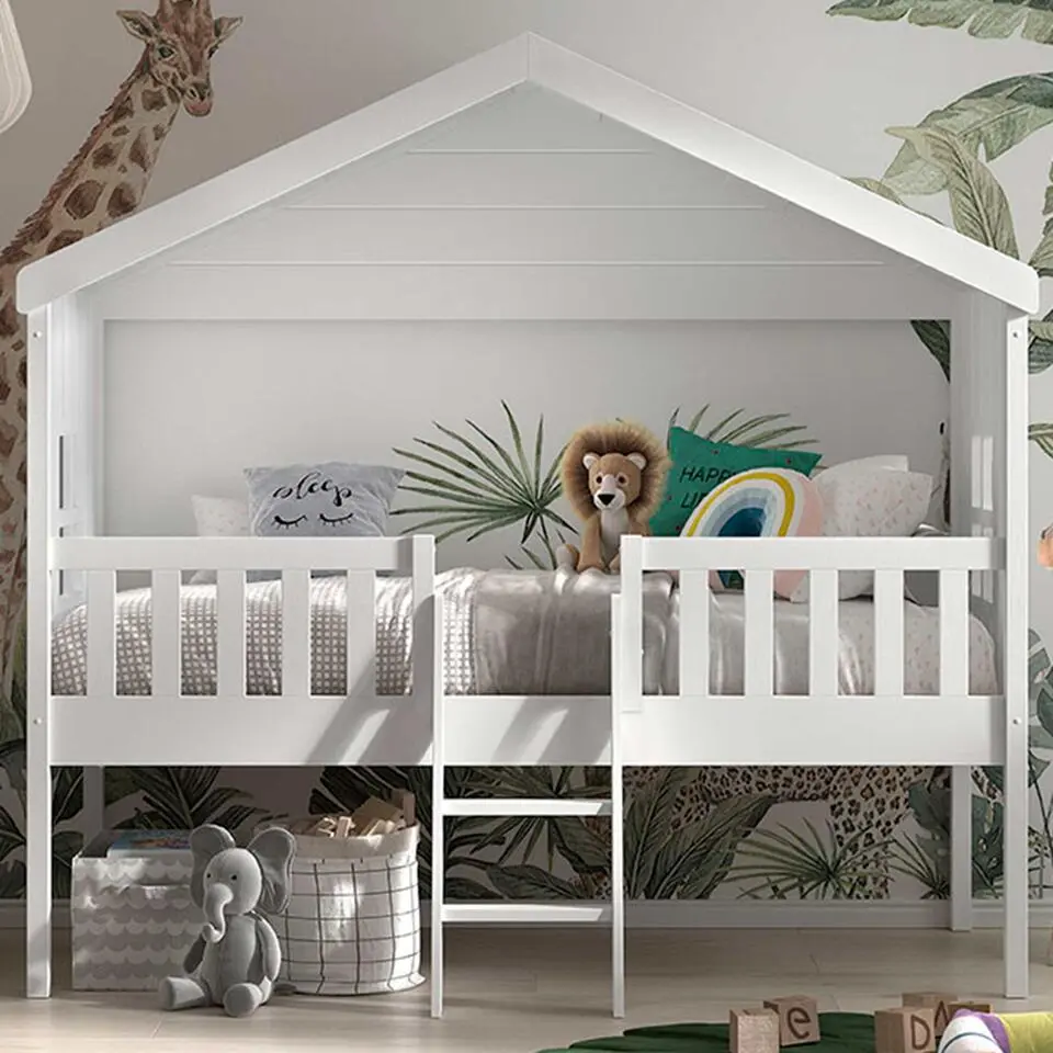 Bedhuisje Senna met ladder 90x200 cm - wit