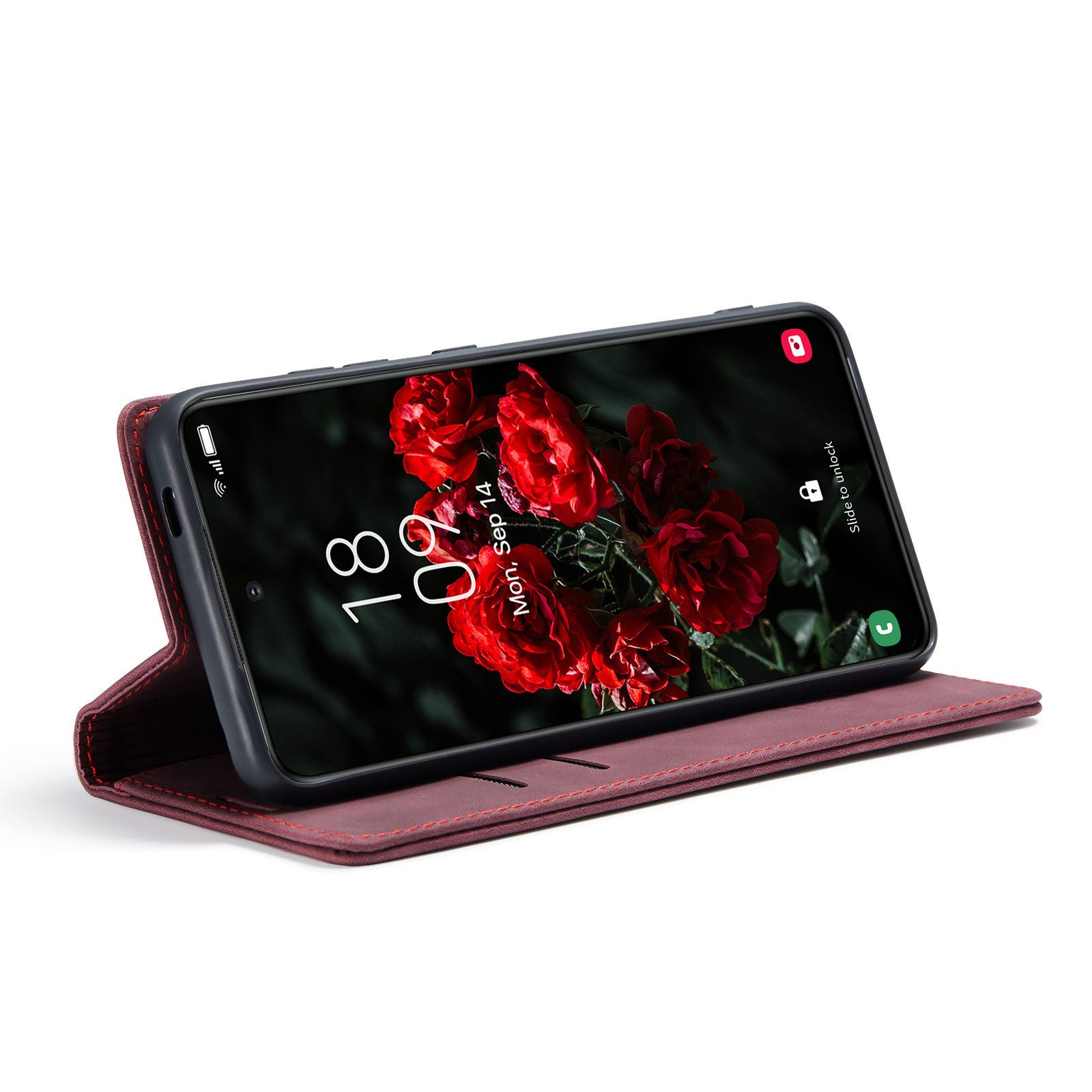 Samsung Galaxy S24 FE Leder Tasche Flip Wallet Etui mit Kartenfächern - Rot